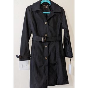 NWT Calvin Klein Hooded Trench Coat XS Black